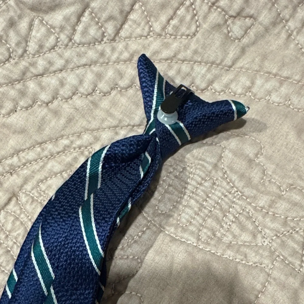 Navy Blue Striped Boys Tie